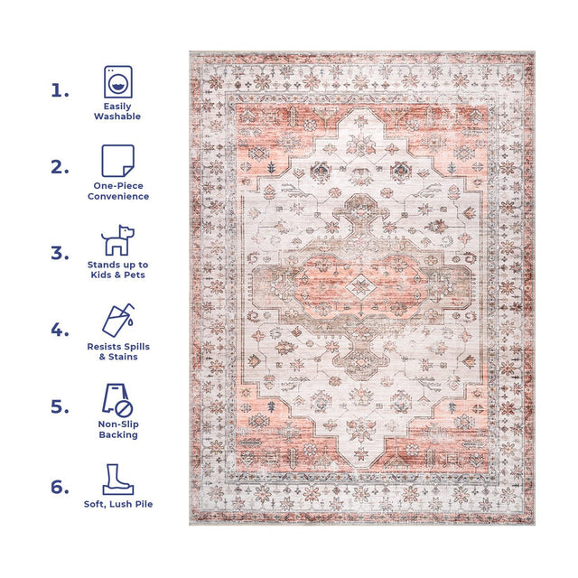 AreaRugs.com Machine Washable Wavaj Nwa1045A Beige Rug.