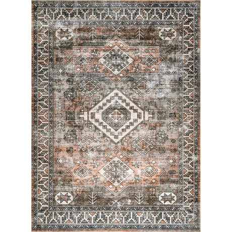 AreaRugs.com Machine Washable Wavaj Nwa1046B Rust Rug.