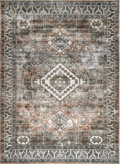 AreaRugs.com Machine Washable Wavaj Nwa1046B Rust Rug.