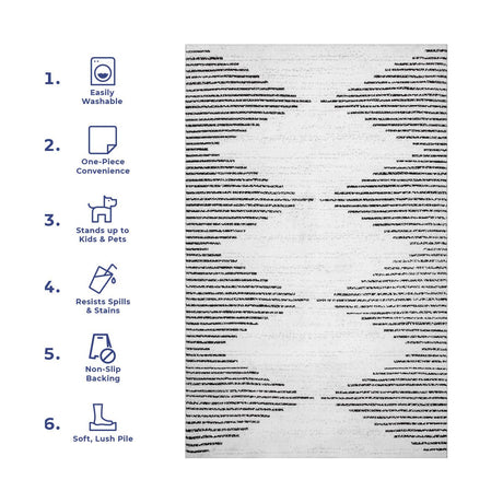 AreaRugs.com Machine Washable Wavaj Nwa1049A White Rug.