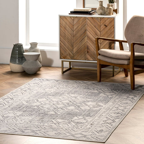 AreaRugs.com Machine Washable Wavaj Nwa1054A Light Gray Rug.