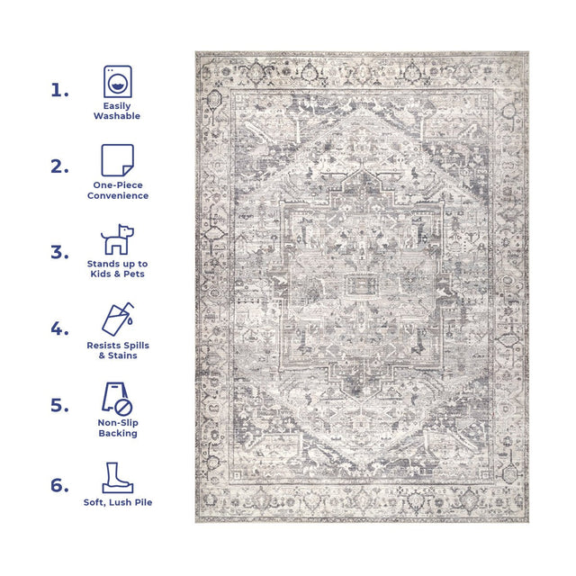 AreaRugs.com Machine Washable Wavaj Nwa1055A Gray Rug.