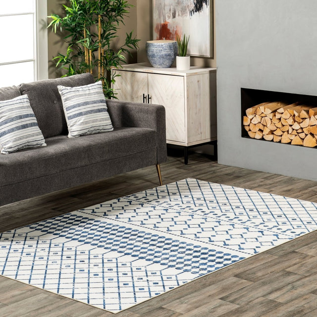 AreaRugs.com Machine Washable Wavaj Nwa1058A Blue Rug.