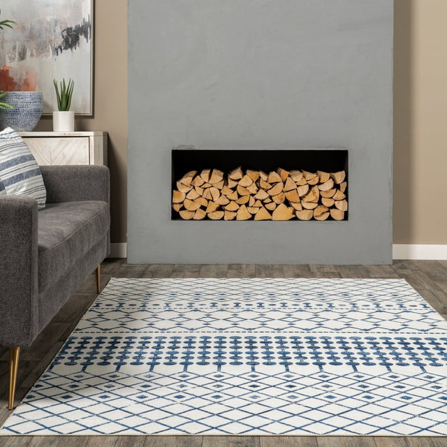 AreaRugs.com Machine Washable Wavaj Nwa1058A Blue Rug.