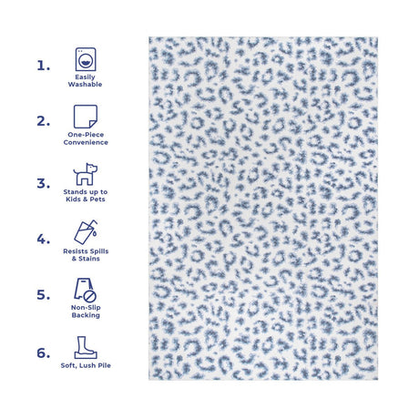 AreaRugs.com Machine Washable Wavaj Nwa1060A Blue Rug.