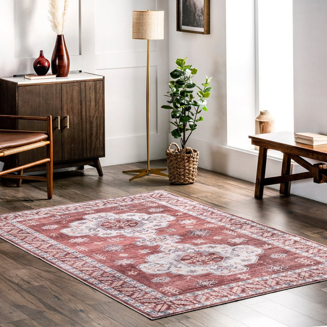 AreaRugs.com Machine Washable Wavaj Nwa1063B Rust Rug.