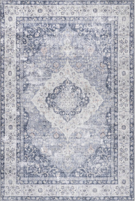 AreaRugs.com Machine Washable Wavaj Nwa1066B Blue Rug - AreaRugs.com - nwa1066b - 812