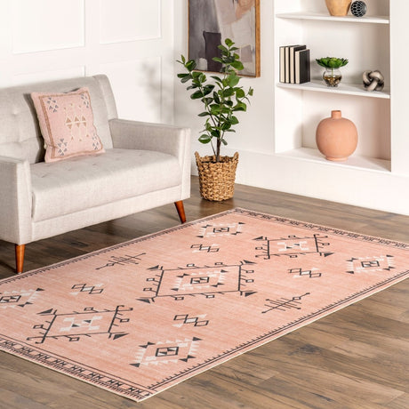 AreaRugs.com Machine Washable Wavaj Nwa1069D Pink Rug - AreaRugs.com - nwa1069d - 610