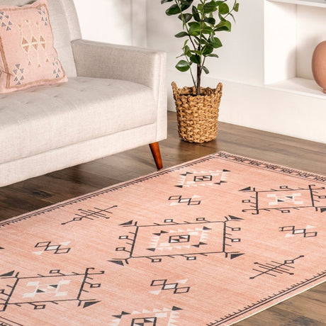 AreaRugs.com Machine Washable Wavaj Nwa1069D Pink Rug - AreaRugs.com - nwa1069d - 610