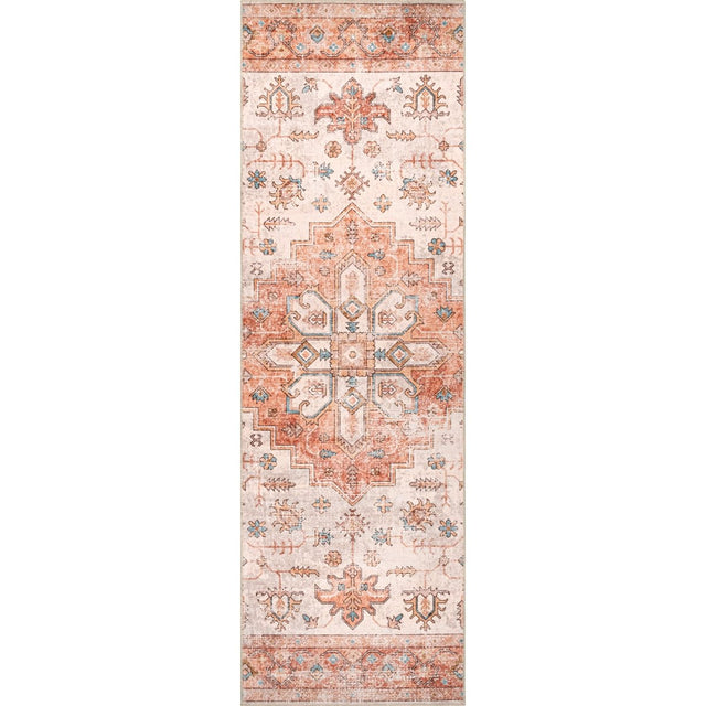 AreaRugs.com Machine Washable Wavaj Nwa1070A Peach Rug.