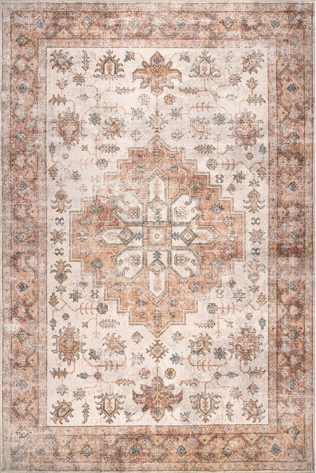 AreaRugs.com Machine Washable Wavaj Nwa1070A Peach Rug - AreaRugs.com - nwa1070a - 610