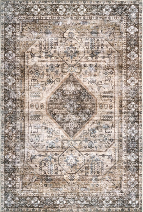 AreaRugs.com Machine Washable Wavaj Nwa1071A Light Brown Rug - AreaRugs.com - nwa1071a - 610