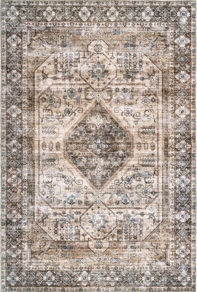 AreaRugs.com Machine Washable Wavaj Nwa1071A Light Brown Rug.