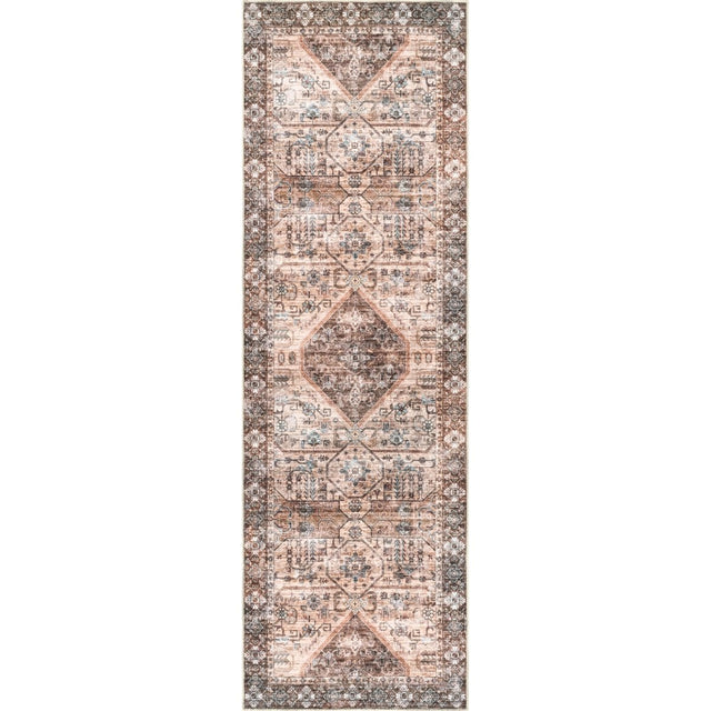 AreaRugs.com Machine Washable Wavaj Nwa1071A Light Brown Rug.