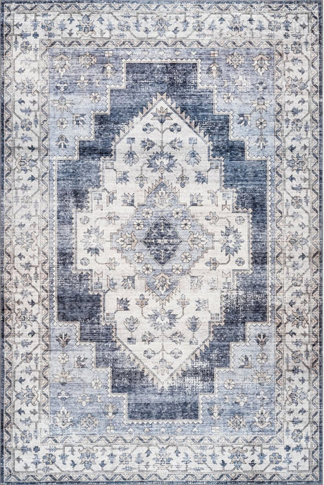 AreaRugs.com Machine Washable Wavaj Nwa1072A Navy Rug - AreaRugs.com - nwa1072a - 610