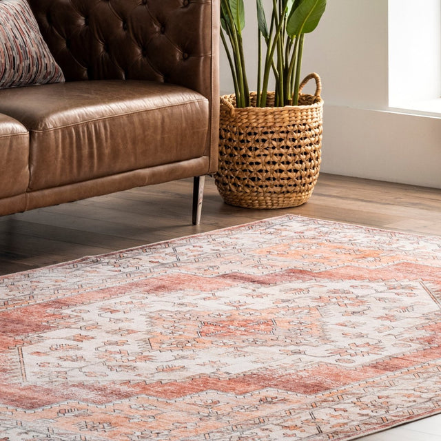 AreaRugs.com Machine Washable Wavaj Nwa1072B Rust Rug.