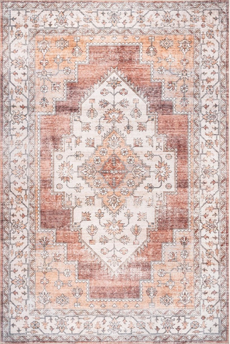 AreaRugs.com Machine Washable Wavaj Nwa1072B Rust Rug - AreaRugs.com - nwa1072b - 610