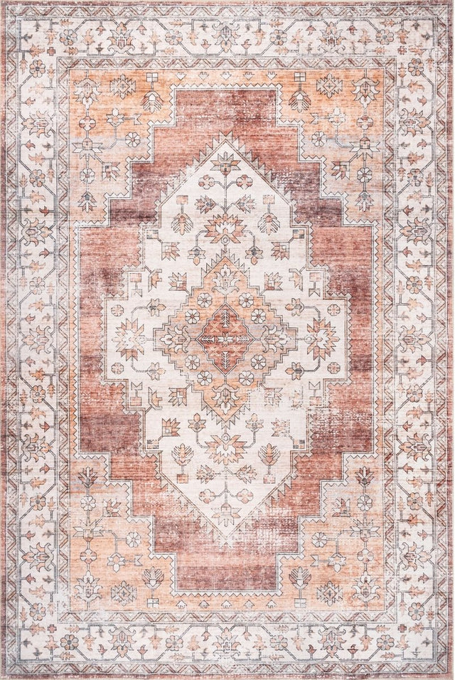 AreaRugs.com Machine Washable Wavaj Nwa1072B Rust Rug.