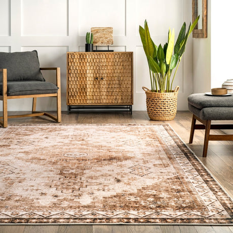 AreaRugs.com Machine Washable Wavaj Nwa1074A Beige Rug - AreaRugs.com - nwa1074a - 610