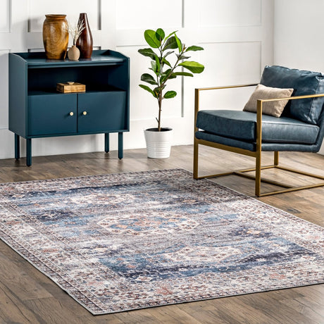 AreaRugs.com Machine Washable Wavaj Nwa1075A Blue Rug - AreaRugs.com - nwa1075a - 610