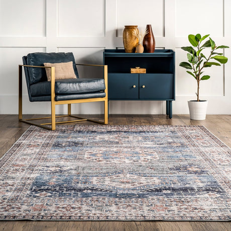 AreaRugs.com Machine Washable Wavaj Nwa1075A Blue Rug - AreaRugs.com - nwa1075a - 610