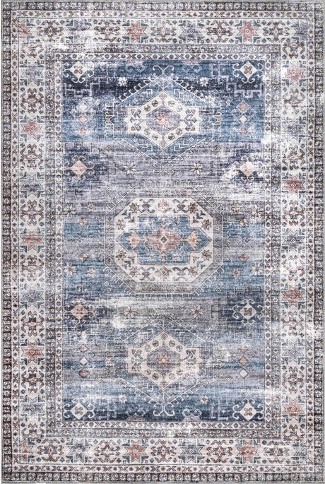 AreaRugs.com Machine Washable Wavaj Nwa1075A Blue Rug - AreaRugs.com - nwa1075a - 610