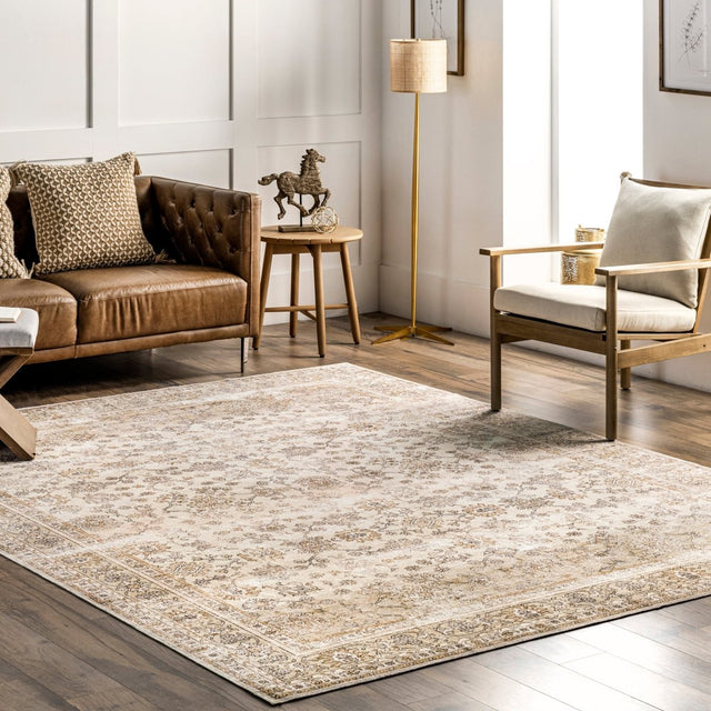 AreaRugs.com Machine Washable Wavaj Nwa1081A Beige Rug.