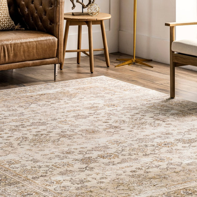 AreaRugs.com Machine Washable Wavaj Nwa1081A Beige Rug.