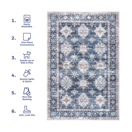 AreaRugs.com Machine Washable Wavaj Nwa1083B Gray Rug - AreaRugs.com - nwa1083b - 610