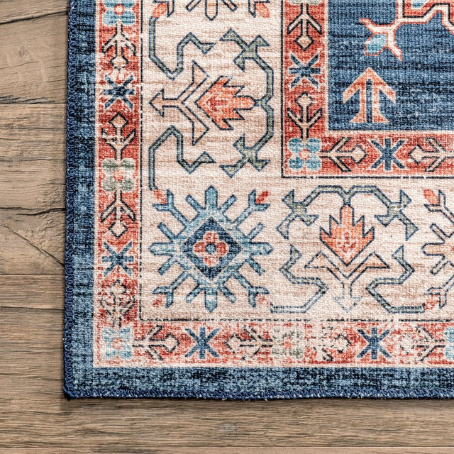 AreaRugs.com Machine Washable Wavaj Nwa1083C Navy Rug.