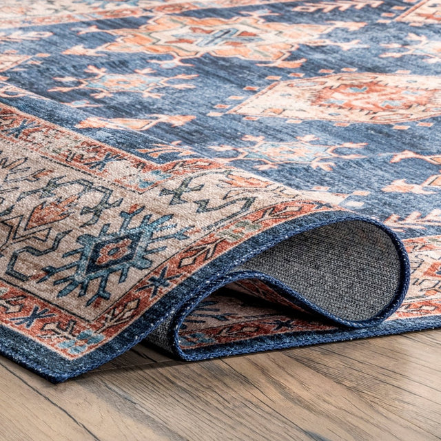 AreaRugs.com Machine Washable Wavaj Nwa1083C Navy Rug.