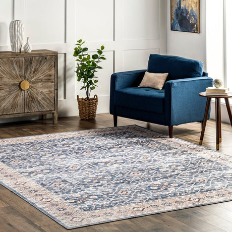 AreaRugs.com Machine Washable Wavaj Nwa1084A Blue Rug - AreaRugs.com - nwa1084a - 812