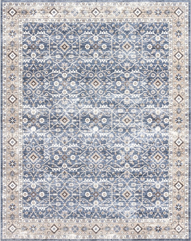 AreaRugs.com Machine Washable Wavaj Nwa1084A Blue Rug.