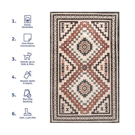 AreaRugs.com Machine Washable Wavaj Nwa1094A Beige Rug - AreaRugs.com - nwa1094a - 610