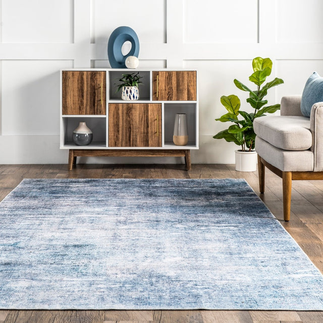 AreaRugs.com Machine Washable Wavaj Nwa1095A Blue Rug.