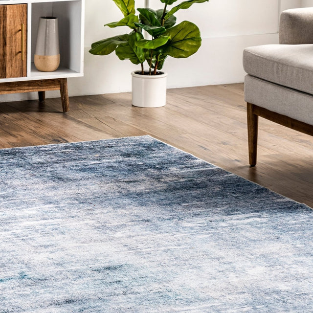 AreaRugs.com Machine Washable Wavaj Nwa1095A Blue Rug.