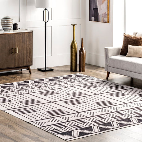 AreaRugs.com Machine Washable Wavaj Nwa1111A Charcoal Rug - AreaRugs.com - nwa1111a - 1016