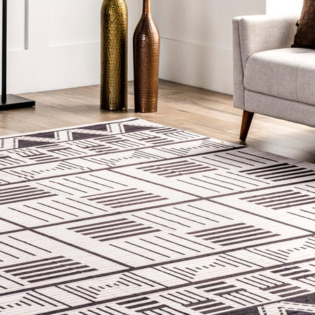 AreaRugs.com Machine Washable Wavaj Nwa1111A Charcoal Rug - AreaRugs.com - nwa1111a - 1016