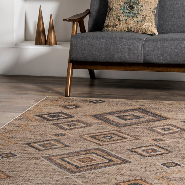 AreaRugs.com Machine Washable Wavaj Nwa1145A Natural Rug.