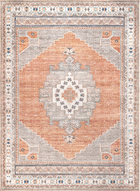 AreaRugs.com Machine Washable Wavaj Nwa1164A Rust Rug - AreaRugs.com - nwa1164a - 812