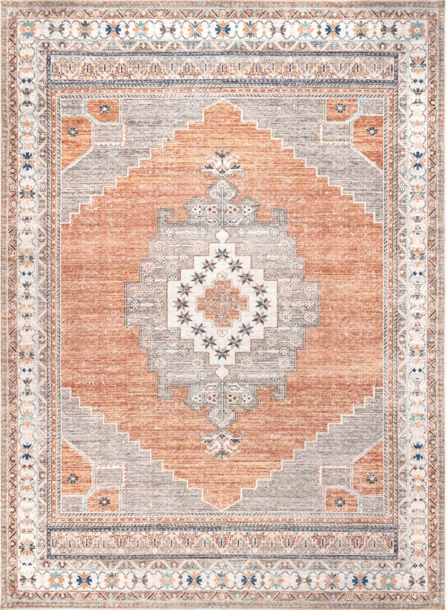 AreaRugs.com Machine Washable Wavaj Nwa1164A Rust Rug - AreaRugs.com - nwa1164a - 812