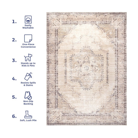 AreaRugs.com Machine Washable Wavaj Nwa1166A Light Gray Rug - AreaRugs.com - nwa1166a - 812