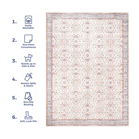 AreaRugs.com Machine Washable Wavaj Nwa1167A Beige Rug - AreaRugs.com - nwa1167a - 812