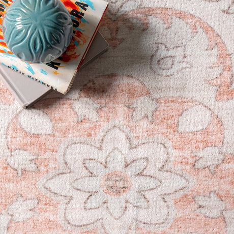 AreaRugs.com Machine Washable Wavaj Nwa1169A Peach Rug - AreaRugs.com - nwa1169a - 812