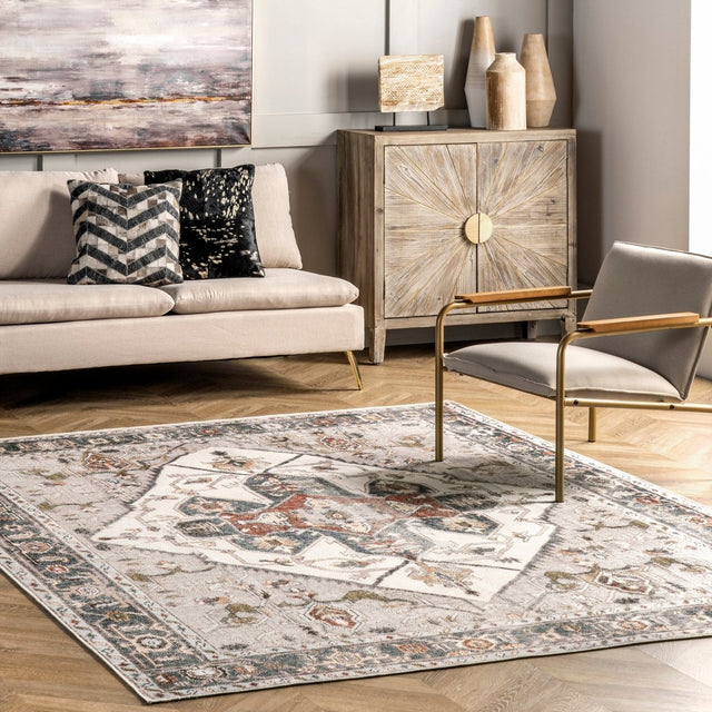 AreaRugs.com Machine Washable Wavaj Nwa1171A Ivory Rug.