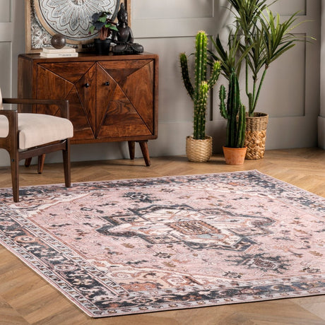 AreaRugs.com Machine Washable Wavaj Nwa1173A Pink Rug - AreaRugs.com - nwa1173a - 406