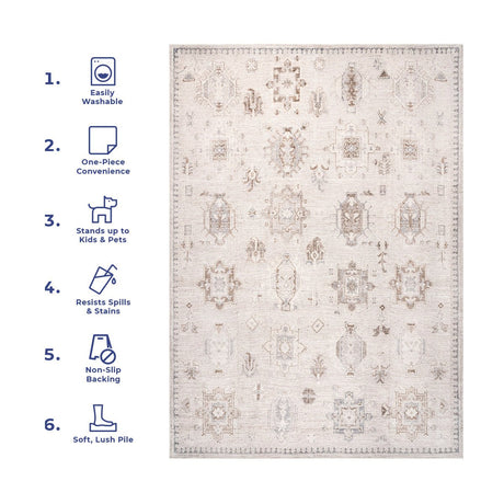 AreaRugs.com Machine Washable Wavaj Nwa1175A Beige Rug - AreaRugs.com - nwa1175a - 406