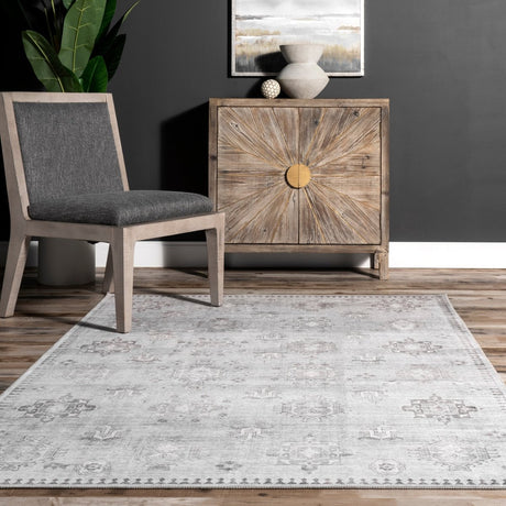 AreaRugs.com Machine Washable Wavaj Nwa1175C Light Gray Rug - AreaRugs.com - nwa1175c - 1016