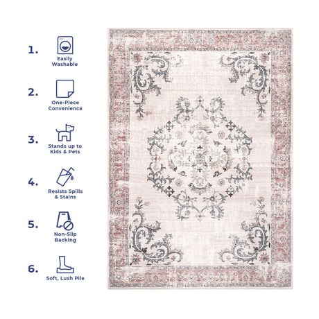 AreaRugs.com Machine Washable Wavaj Nwa1176A Light Gray Rug - AreaRugs.com - nwa1176a - 812