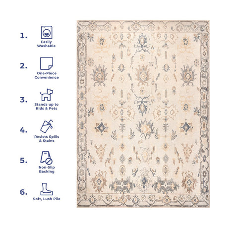 AreaRugs.com Machine Washable Wavaj Nwa1177A Light Gray Rug - AreaRugs.com - nwa1177a - 812